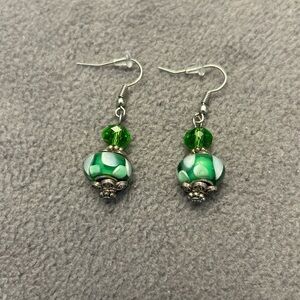 Silvertone Hanging Beaded Earrings
